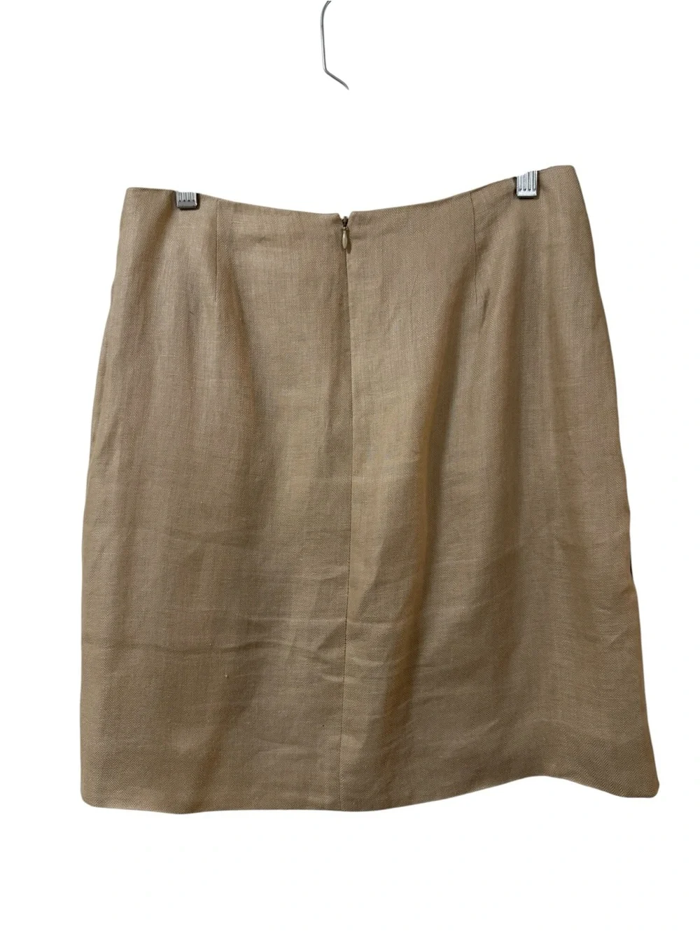 J. Crew collection linen pencil skirt tan beige size 6 quiet luxury office